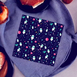 Space Astronaut Cartoon Pattern Cloth Napkin