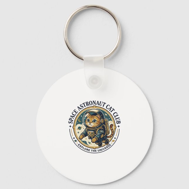 Space Astronaut Cat Cat Dad Gift Idea - Space Astr Keychain (Front)