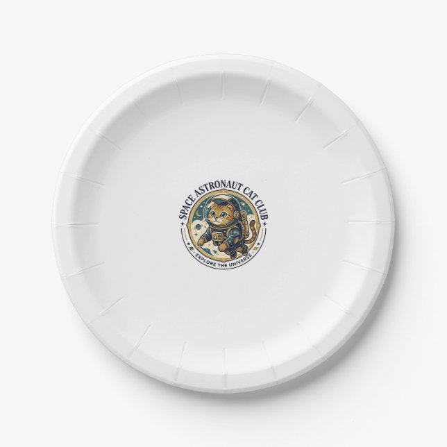 Space Astronaut Cat Cat Dad Gift Idea - Space Astr Paper Plates (Front)