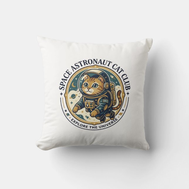Space Astronaut Cat Cat Dad Gift Idea - Space Astr Throw Pillow (Front)
