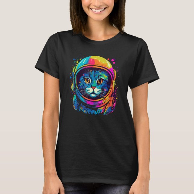 Space Astronaut Cat  Men Women Kids Space Cat T-Shirt (Front)