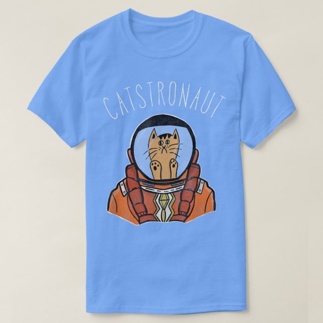 Space Astronaut Cat T Shirt Funny Cute Drawing Tee (Design Front)
