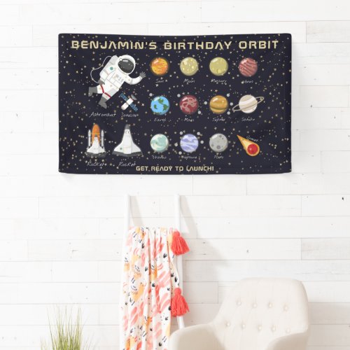 Space Astronaut Custom Name Typography Cool Fun Banner