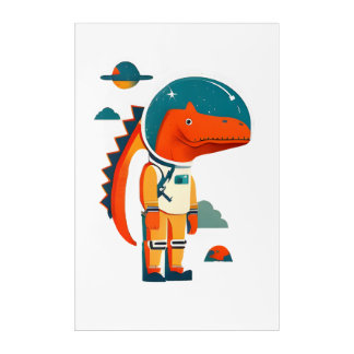 Space astronaut dinosaurs acrylic print