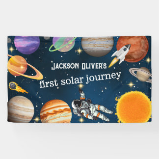 Space Astronaut First Birthday Party Banner