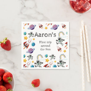 Space Astronaut First Birthday Party Invitation Napkins