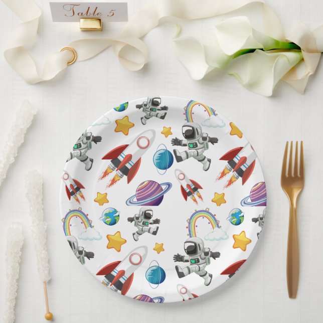 Space Astronaut First Birthday Party Invitation Paper Plates (Wedding)