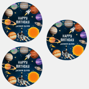 Space Astronaut First Birthday Party Kids' Labels