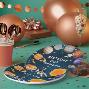 Space Astronaut First Birthday Party Paper Plates