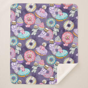 Space Astronaut Forest Friends with Sweet Treats Sherpa Blanket