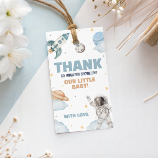 Space Astronaut Galaxy Favor Thank You Tag