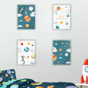 Space Astronaut Galaxy Nursery Wall Art Sets