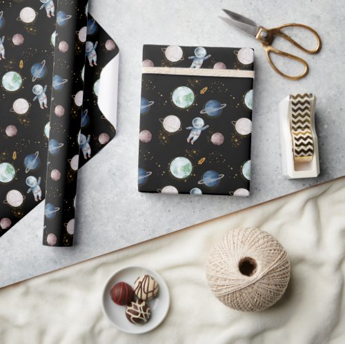 Space Astronaut Galaxy Wrapping Paper