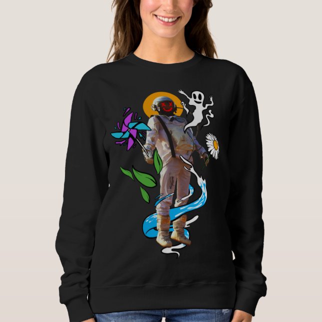 Space astronaut ghosts flower sweatshirt (Front)