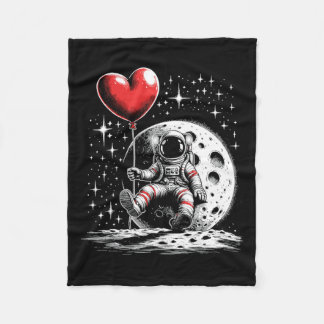 Space Astronaut Heart Lloon Valentine's Day Valent Fleece Blanket