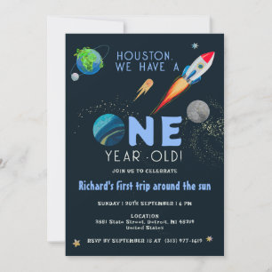 Space Astronaut Kids Colorful Fun Birthday Party Invitation