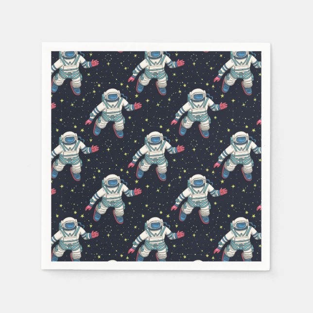 Space Astronaut Paper Plates Napkins (Front)