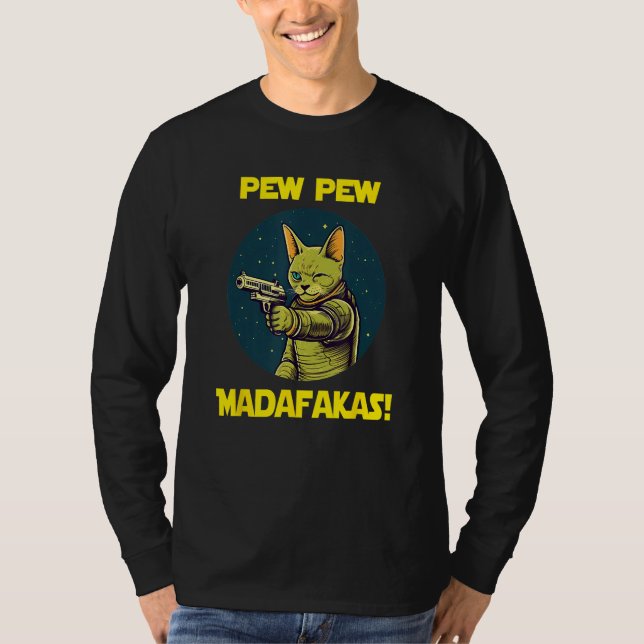 Space Astronaut Pew Madafakas Burmese Cat T-Shirt (Front)