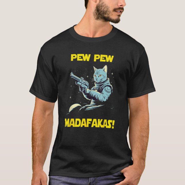 Space Astronaut Pew Madafakas Egyptian Mau Cat T-Shirt (Front)