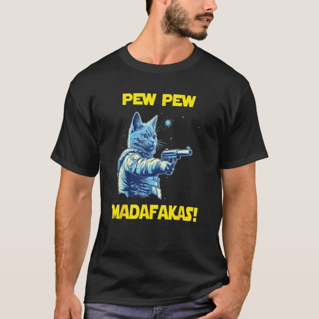 Space Astronaut Pew Madafakas Nebelung Cat 2 T-Shirt (Front)