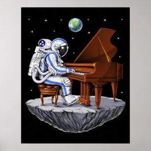 Space Astronaut Pianist Poster