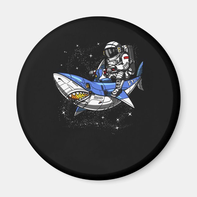 Space Astronaut Riding Cosmic Shark Galaxy Magnet (Front)