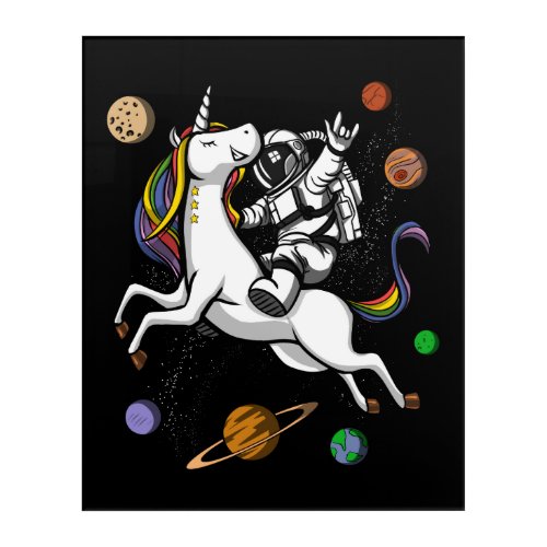 Space Astronaut Riding Magical Unicorn Cosmic Acrylic Print