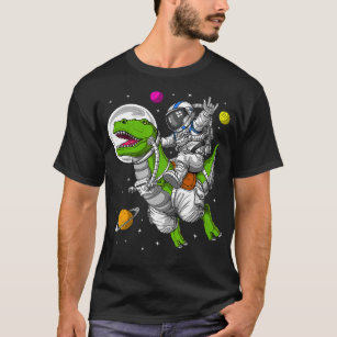 Space Astronaut Riding TRex Dinosaur Funny Men Boy T-Shirt