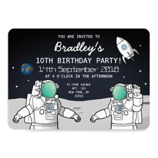 SPACE ASTRONAUT ROCKET BIRTHDAY PARTY CARD