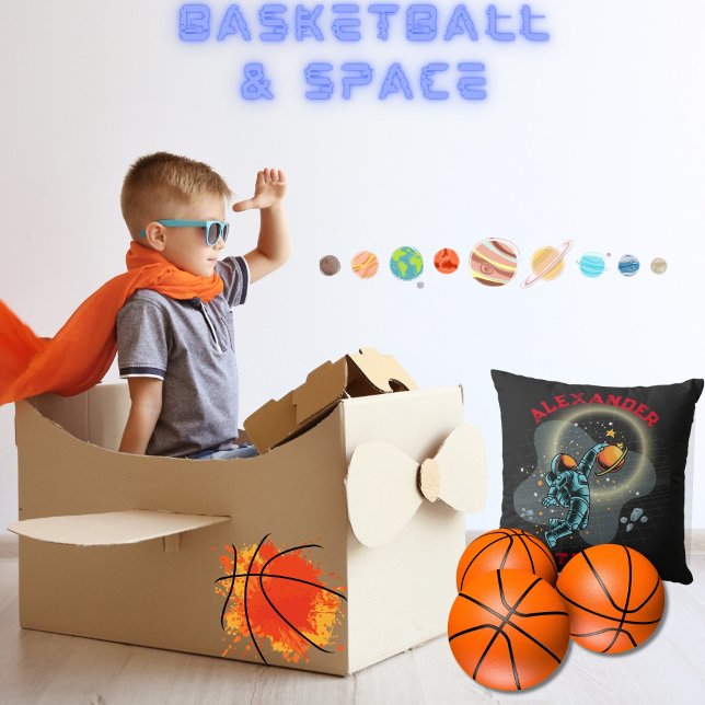 Space Astronaut Slamdunk Cool Kids Basketball Team Throw Pillow (Creator Uploaded)