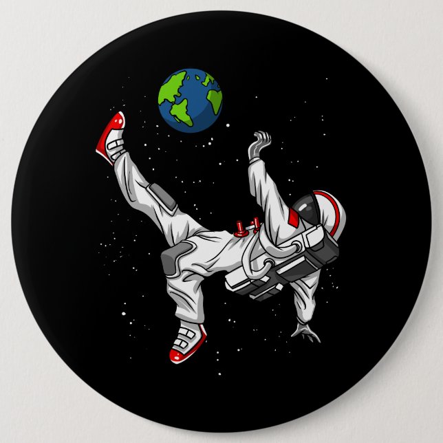 Space Astronaut Soccer Football Cosmic Button (Front)