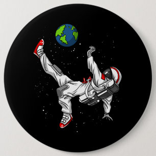 Space Astronaut Soccer Football Cosmic Button