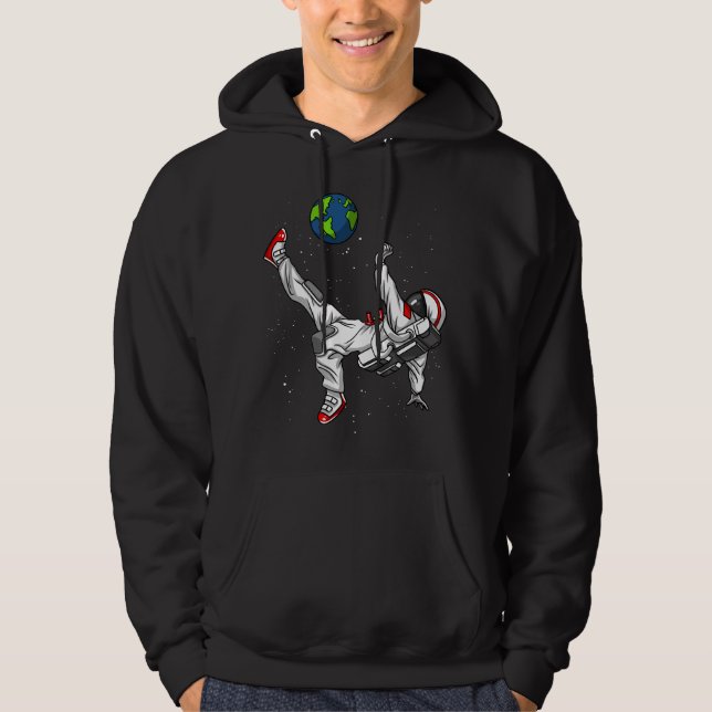 Space Astronaut Soccer Football Cosmic Hoodie (Front)