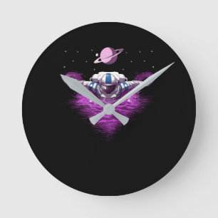 Space Astronaut Swimmer Round Clock