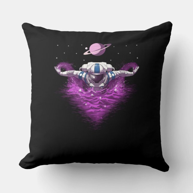 Space Astronaut Swimmer Throw Pillow (Front)