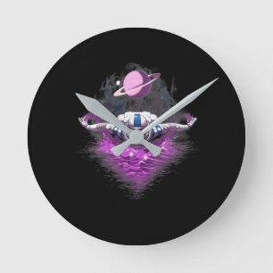Space Astronaut Swimming Round Clock