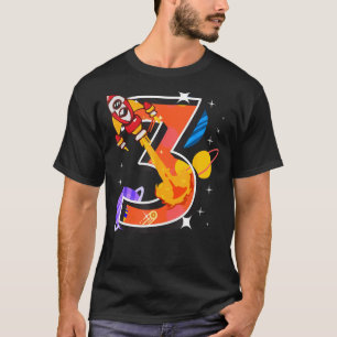 Space Astronaut Three Years Old Boys 3rd Birthday  T-Shirt