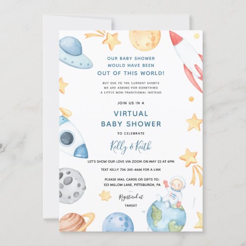 Space Astronaut Virtual Baby Shower invitation