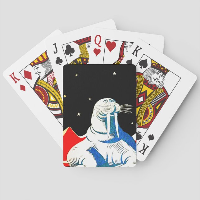 Space Astronaut Walrus Poker Cards (Back)