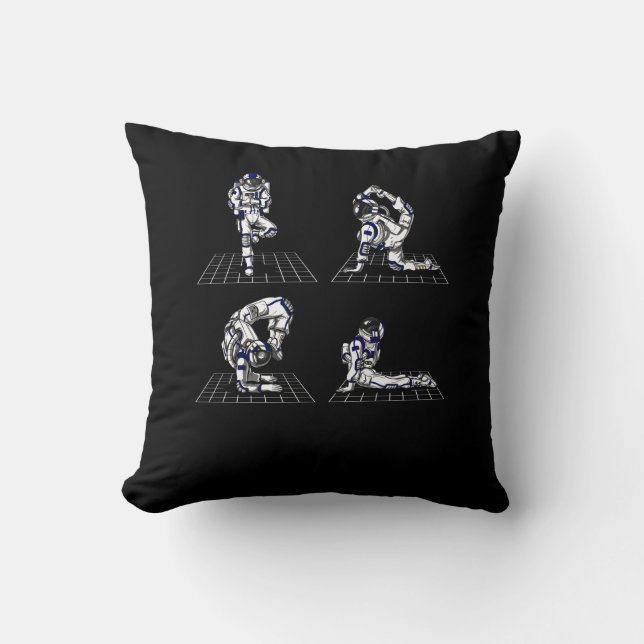 Space Astronaut Yoga Poses Throw Pillow (Front)