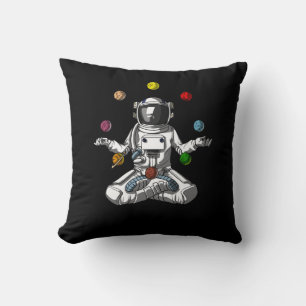 Space Astronaut Zen Yoga Meditation Cosmic Planets Throw Pillow