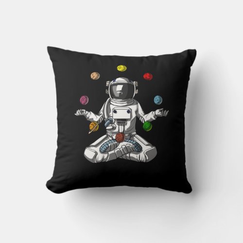 Space Astronaut Zen Yoga Meditation Cosmic Planets Throw Pillow