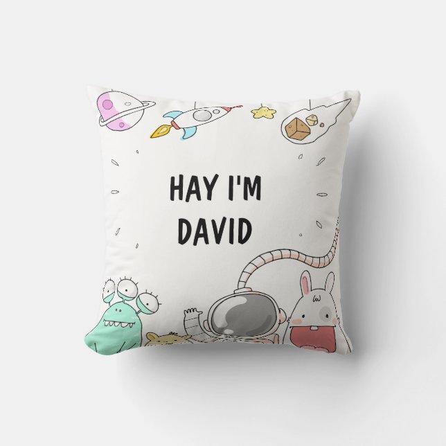 space astronouts illustration pillow (Front)