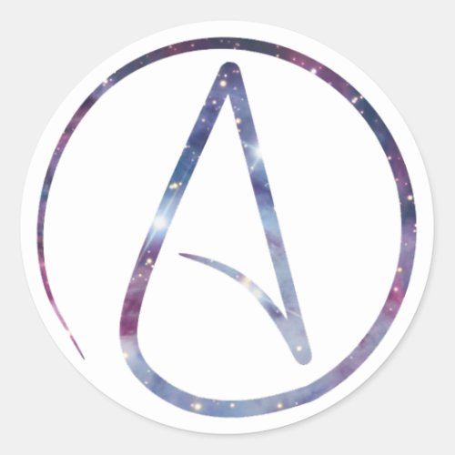 Space Atheist Symbol Classic Round Sticker