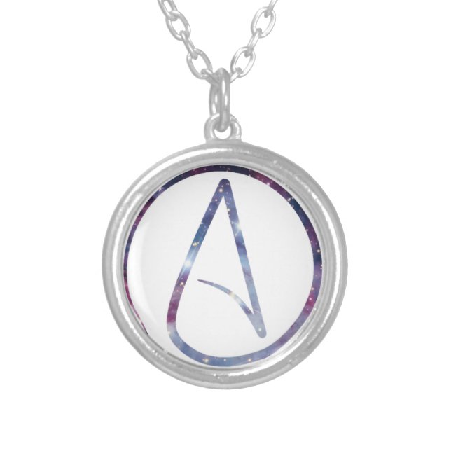 Space Atheist Symbol Silver Plated Necklace (Front)