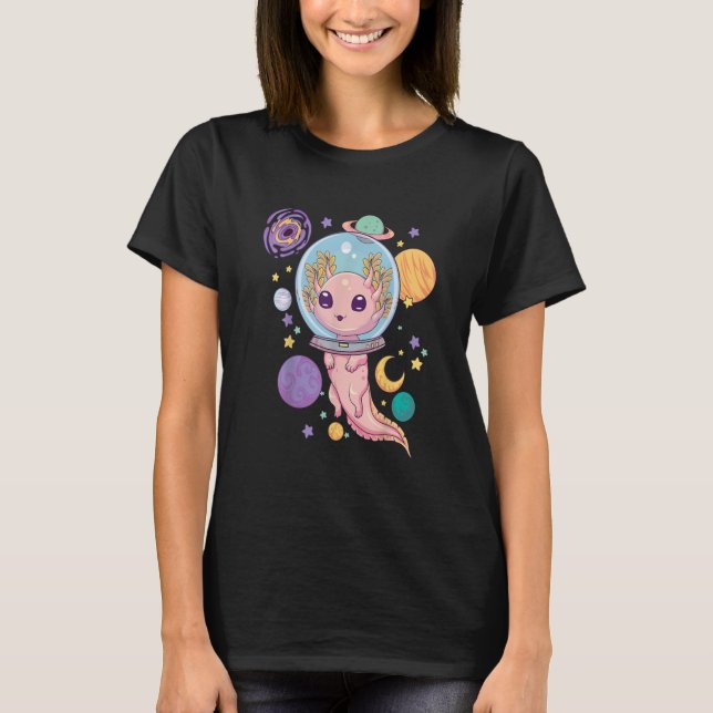 Space Axolotl Kawaii Pastel Goth Anime Esthetic T-Shirt (Front)