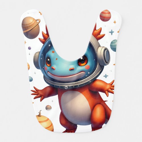 Space Axolotl Sticker - Cosmic Adventure Baby Bib