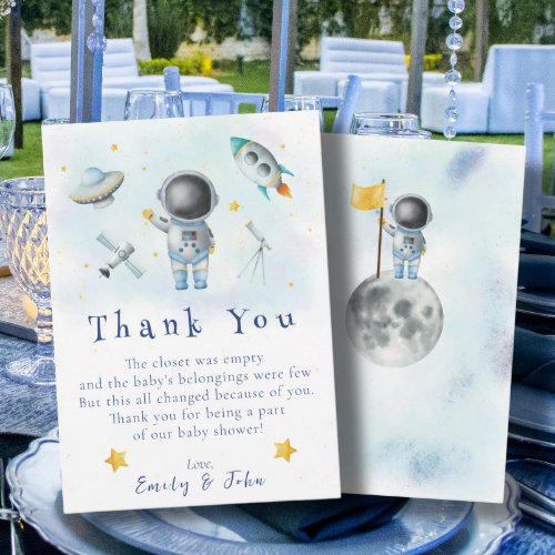 Space baby Astronaut Boy rocket star Thank You  Invitation