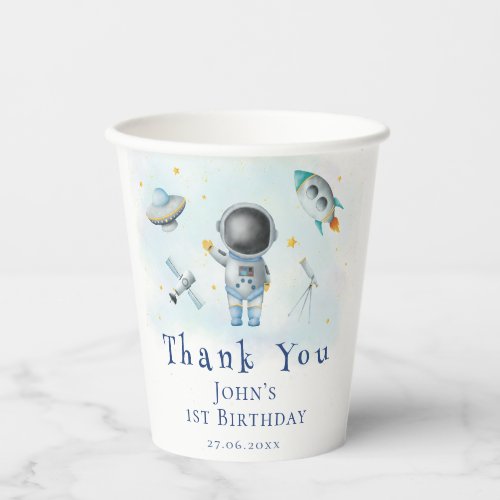 Space baby Astronaut Boy rocket stars 1st Birthday Paper Cups