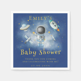 Space baby Astronaut Boy rockets star Baby Shower Napkins